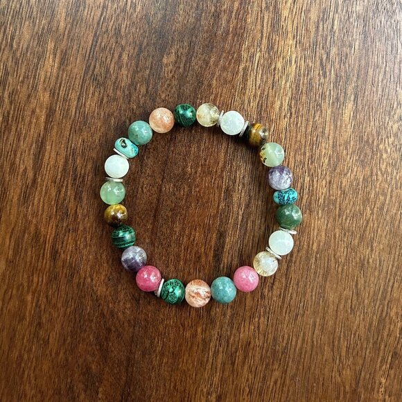 Mixed Natural Stone Bracelet 7.25" - 8mm Beads - Picture 1 of 4